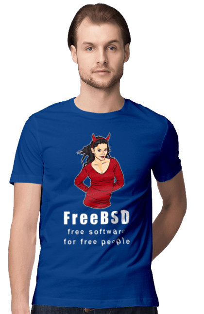 Футболка чоловіча з принтом "Freebsd Для Вільних". Bsd, freebsd, unix, адміністратор, айті, айтішник, безкоштовна, безкоштовно, бестія, білий, вільна, демон, демонесса, доступність, незалежність, операційна система, ос, програміст, програмне забезпечення, свобода, сисадмін, система, системний адміністратор, софт, текст, червоний. 2070702