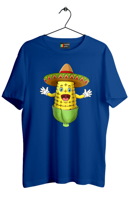 Men`s t-shirt with prints Sombrero Corn. Corn, food, sombrero. 2070702