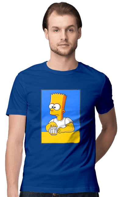 Футболка чоловіча з принтом "Барт любитель пива". Барт, барт сімпсон, мультперсонажі, мультфільми, сімпсони, український прапор. 2070702