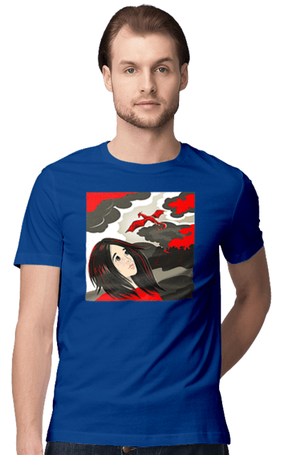 Men's t-shirt with prints Girl and dragon. Dragon, fantasy, romance, young woman. 2070702