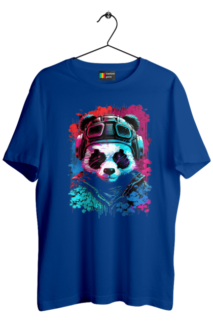 Футболка чоловіча з принтом "Панда в VR шолом". Віртуальна реальність, гік, панда, персонаж, шолом. 2070702