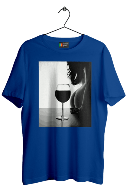 Футболка чоловіча з принтом "Келих вина". Вино у келиху, грація, знову п`ятниця, очікування, тіло жінки, форми жіночого тіла. 2070702