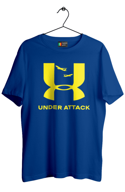 Футболка чоловіча з принтом "Under Attack yellow". Андер армор, бренди, гумор, приколи, прикольні, ундер армор. 2070702