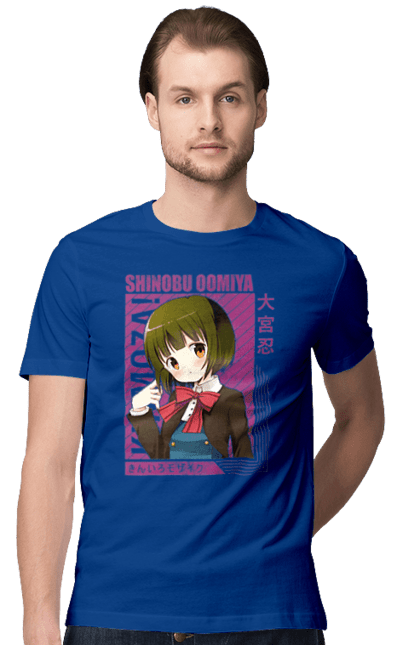 Men's t-shirt with prints Kiniro Mosaic Shinobu Omiya. Anime, gold mosaic, kiniro mosaic, kinmoza, manga, shinobu, shinobu omiya. 2070702