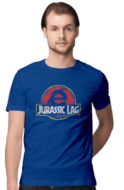 Men's t-shirt with prints Jurassic lag. Antiquity, browser, ie, internet explorer, jurassic park, lag, microsoft, not, windows. 2070702