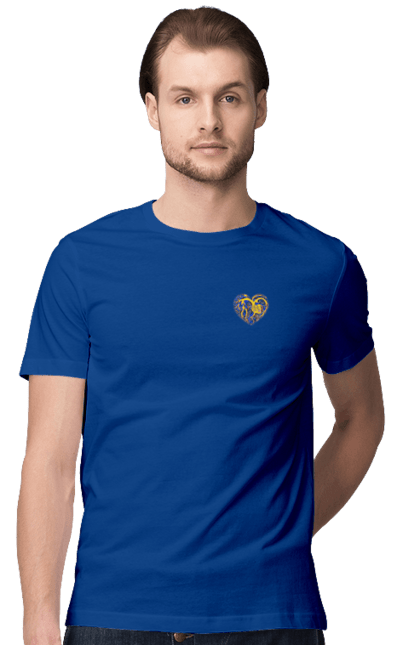 Men`s t-shirt with prints Hearts of the unbreakable. Dark blue, heart, symbolics, ukraine, unbreakable. 2070702