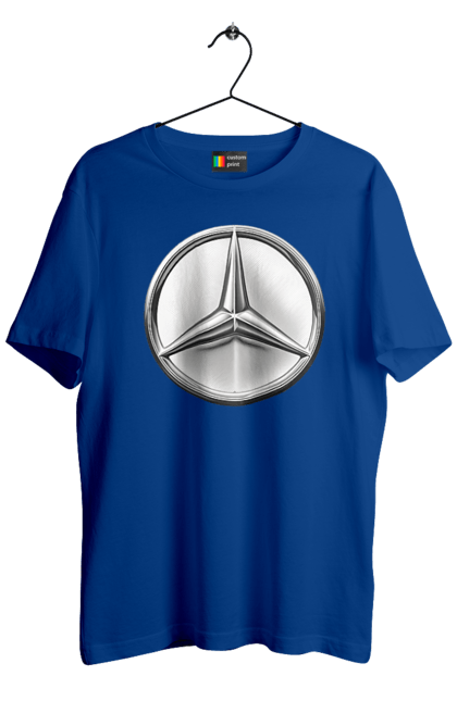 Футболка чоловіча з принтом "Mercedes Benz Лого Металік". Авто, автомобіль, логотип мерседес, машини, мерс, мерседес. 2070702