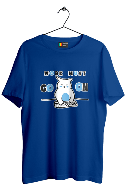 Футболка чоловіча з принтом "Робота не вовк". Айті, кіт, коти, котики, робота. 2070702