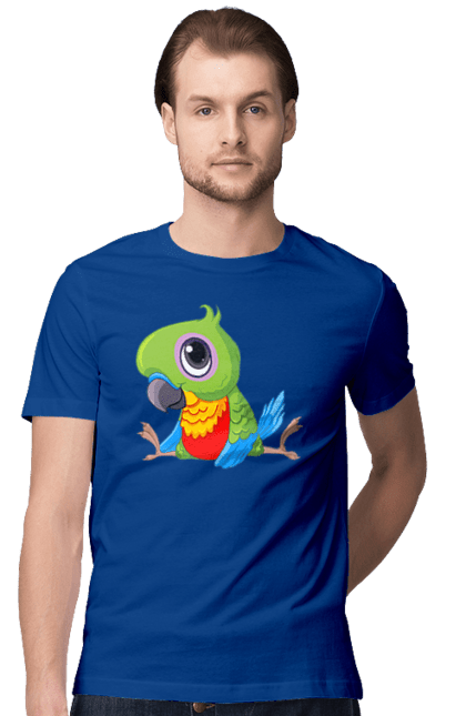 Men`s t-shirt with prints Lovebird. Nicely, parrot. 2070702