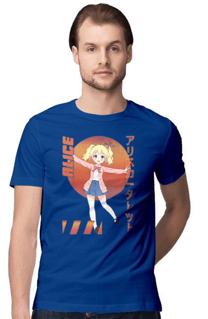 Men's t-shirt with prints Kiniro Mosaic Alice Cartelet. Alice, alice cartelet, anime, gold mosaic, kiniro mosaic, kinmoza, manga. 2070702