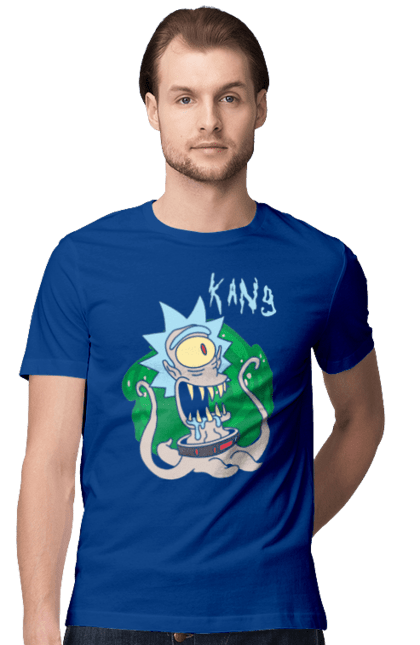 Men's t-shirt with prints Rick and Morty. Adventures, black humor, cartoon, rick, rick and morty, sci-fi, tragicomedy. 2070702