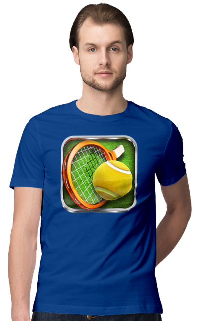Футболка чоловіча з принтом "Теніс". Великий теніс, гравці, лондон, м`яч, призовий фонд, ракетка, спонсор, турнір на ґрунті, турнір на траві, турнірна сітка. 2070702