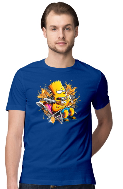 Men's t-shirt with prints Bart Simpson Versace. Bart, cartoon, serial, simpson, versace. 2070702