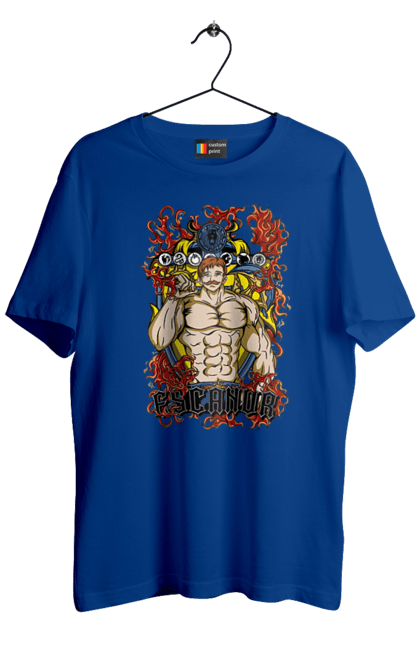 Men's t-shirt with prints Seven Deadly Sins Escanor. Adventures, anime, comedy, escanor, fantasy, manga, seven deadly sins. 2070702