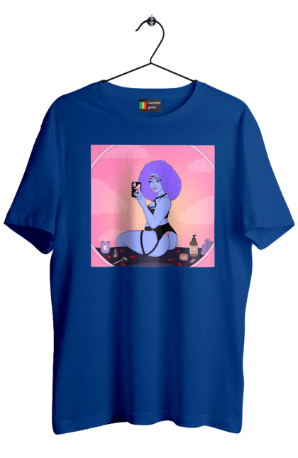 Футболка чоловіча з принтом "Фіолетова Дівчина Фото У Дзеркалі". Білизна, дзеркало, фото. 2070702