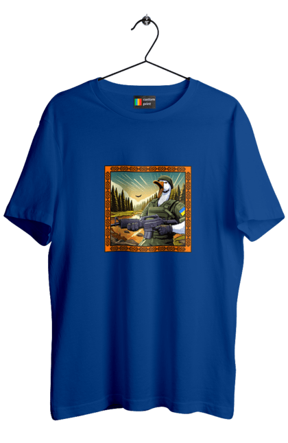 Футболка чоловіча з принтом "Гусячий десант". Біологічна зброя, бойові гуси, військовий гусак, гусячий десант, зброєні сили, прапор, символіка, україна. 2070702