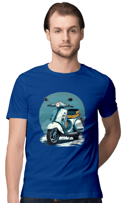 Футболка чоловіча з принтом "Мопед". Відпочинок, літо, мопед, скутер, швидкість. 2070702