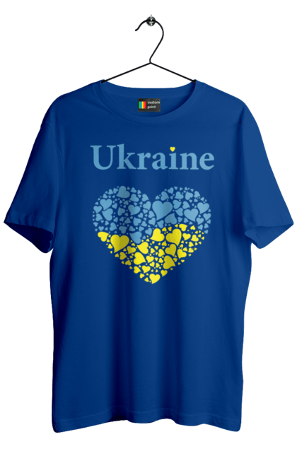 Футболка чоловіча з принтом "Ukraine Heart". Прапор, серце, україна. 2070702