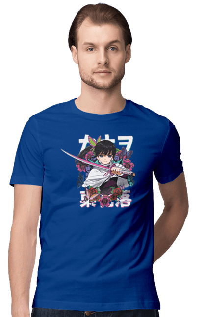 Men's t-shirt with prints Demon Slayer Kanao. Anime, demon slayer, kanao, kimetsu no yaiba, manga, serial, shinobu. 2070702