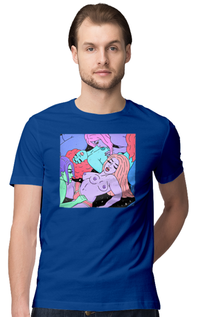 Футболка чоловіча з принтом "Дівчата Інопланетянки". Дівчата, інопланетянки, космос, різнокольорові. 2070702