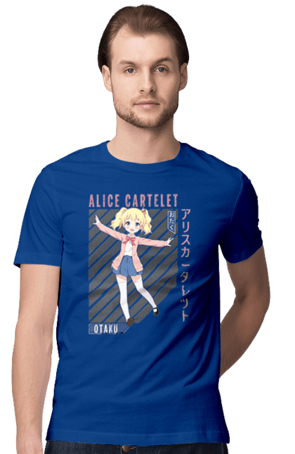 Футболка мужская с принтом Золотая мозаика Алиса Картелет. Alice cartelet, anime, kiniro mosaic, kinmoza, manga, алиса, алиса картелет, аниме, золотая мозаика, манга. 2070702