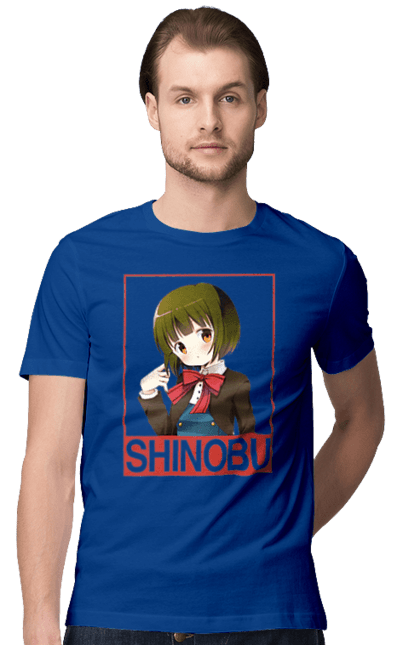 Men's t-shirt with prints Kiniro Mosaic Shinobu Omiya. Anime, gold mosaic, kiniro mosaic, kinmoza, manga, shinobu, shinobu omiya. 2070702