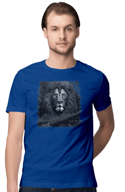Футболка чоловіча з принтом "Захоплююча ілюстрація величного лева". Велич, величний лев, лев. CustomPrint.market