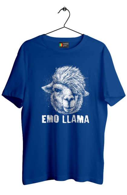 Футболка чоловіча з принтом "Емо Лама". Alpaca, animals, distressed, emo, funny, llama, vintage, емо, лама. 2070702