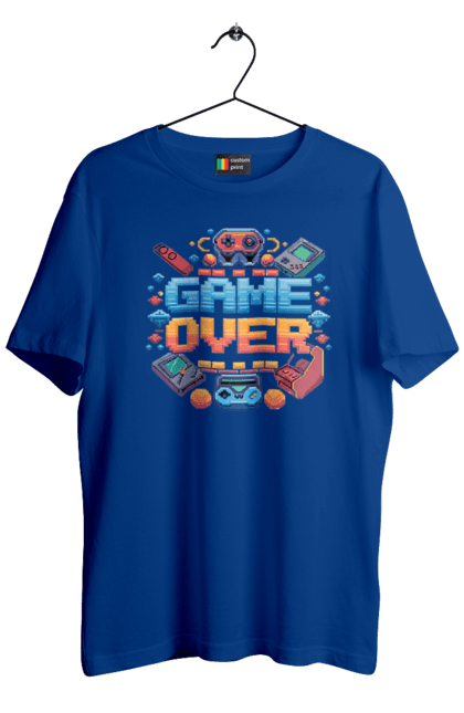 Футболка чоловіча з принтом "Game Over". 90 ті, ай ті, відео гра, геймер, гра, для геймерів, для гравців, піксель арт. 2070702