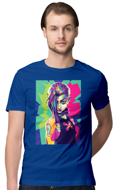 Men's t-shirt with prints Arcane. Animated series, arcane, fantasy, fortiche, jinx, league of legends, riot games, wai. 2070702