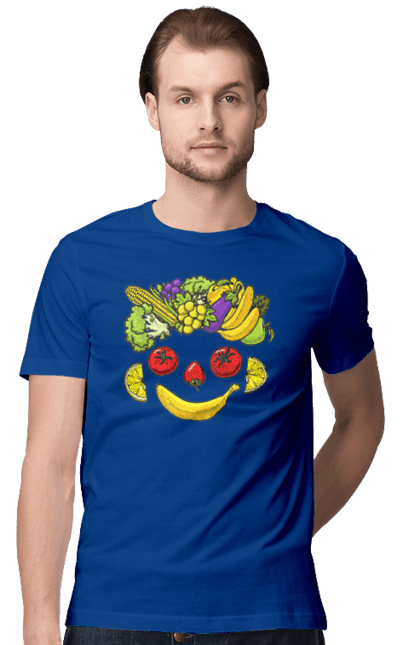 Футболка чоловіча з принтом "Зсж Посмішка". Зож, овоч, посмішка, фрукт. 2070702