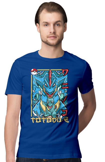 Men's t-shirt with prints Pokemon Totodile. Nintendo, pokemon, pokemon go, totodile. 2070702