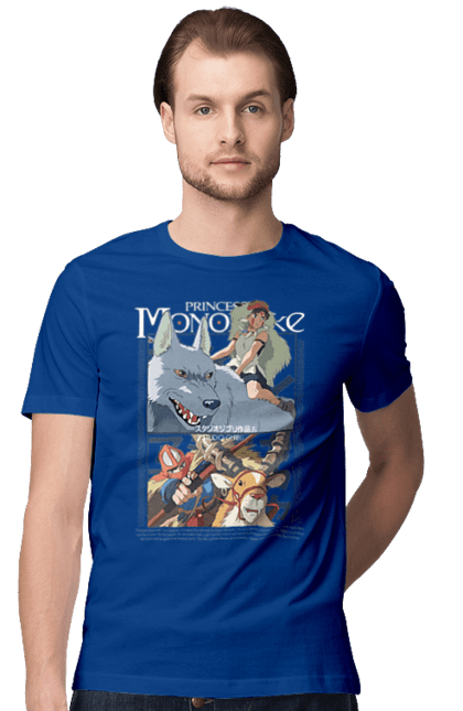 Men's t-shirt with prints Princess Mononoke. Adventure, anime, fantasy, ghibli, hayao miyazaki, princess mononoke, studio ghibli. 2070702