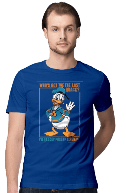 Футболка мужская с принтом Дональд Дак. Disney, donald duck, дисней, дональд дак, мультсериал, мультфильм. 2070702