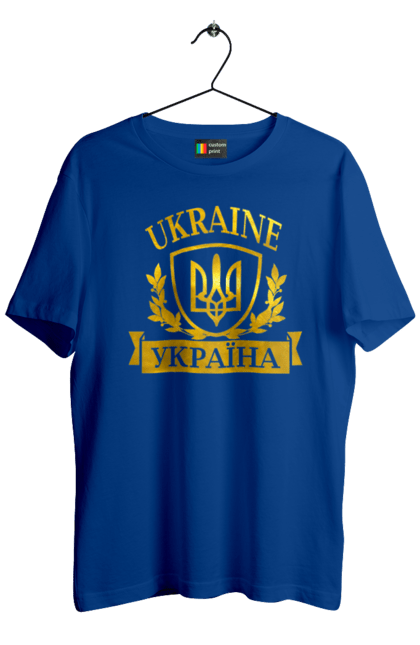 Футболка чоловіча з принтом "Герб України". Герб, герб україни, доброго вечора, з гербом україни, з тризубом, зсу, патріотична, прапор. 2070702