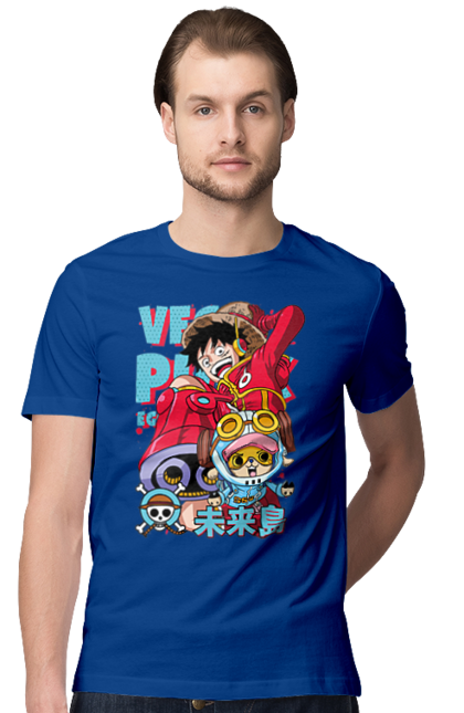 Men's t-shirt with prints One Piece Luffy. Anime, luffy, manga, monkey de luffy, one piece, pirates. 2070702