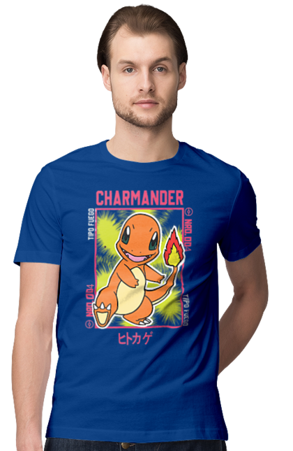 Men's t-shirt with prints Pokemon Charmander. Anime, charmander, games, nintendo, pokemon, pokemon go. 2070702