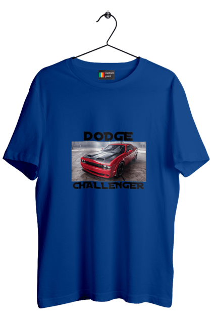 Men`s t-shirt with prints Dodge challenger. An american legend, auto, car, classic car, cult car, dodge challenger, oil car, powerful car. 2070702