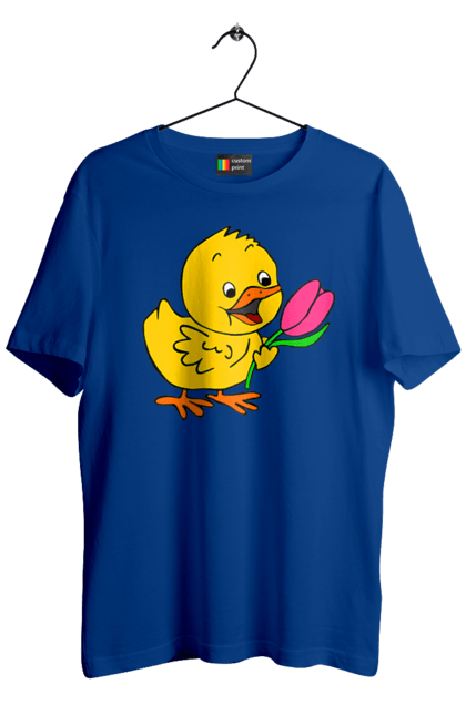 Футболка чоловіча з принтом "Курча З Тюльпаном". Курча, тюльпан. 2070702