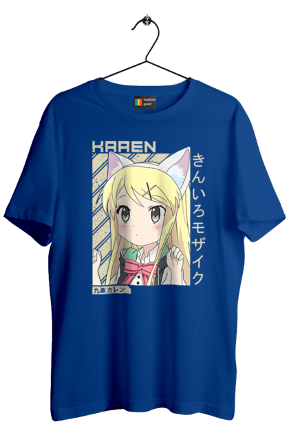 Men's t-shirt with prints Kiniro Mosaic Karen Kujo. Anime, gold mosaic, karen, karen kujo, kiniro mosaic, kinmoza, manga. 2070702