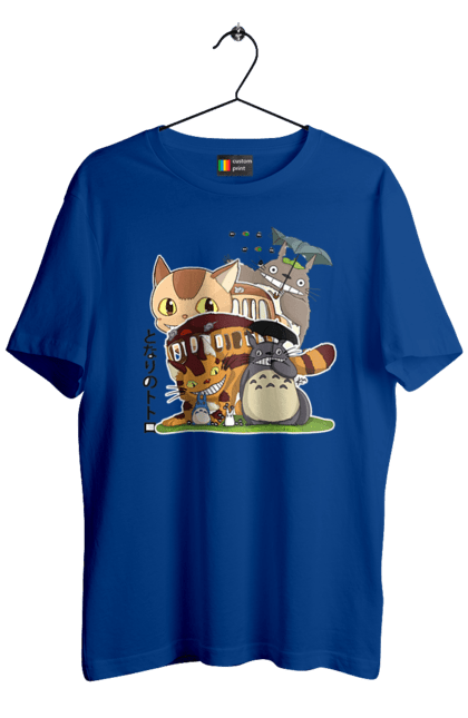 Men's t-shirt with prints Totoro. Adventures, anime, comedy drama, fantasy, film, my neighbor totoro, tv series. 2070702