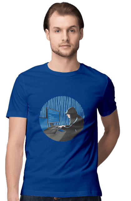 Футболка чоловіча з принтом "Хакер". Бінарний, гік, програміст, хакер. 2070702