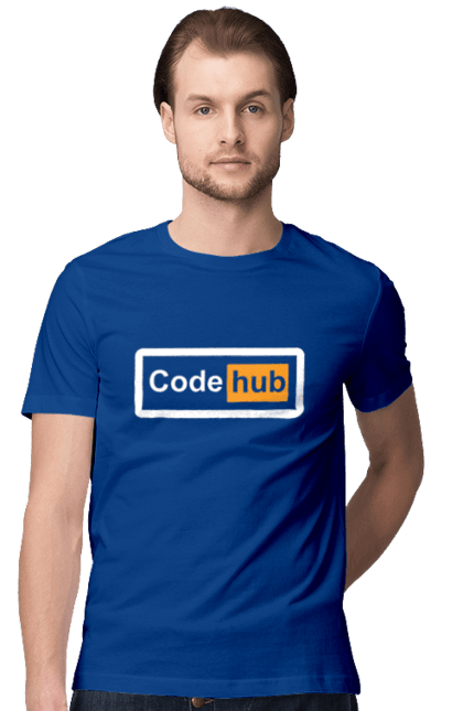 Men`s t-shirt with prints Code hub. Code, code hub, developer, git hub, it specialist, java, javascript, php, programmer, python. 2070702