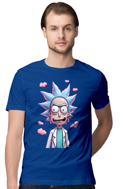 Men's t-shirt with prints Rick and Morty. Adventures, black humor, cartoon, rick, rick and morty, sci-fi, tragicomedy. 2070702