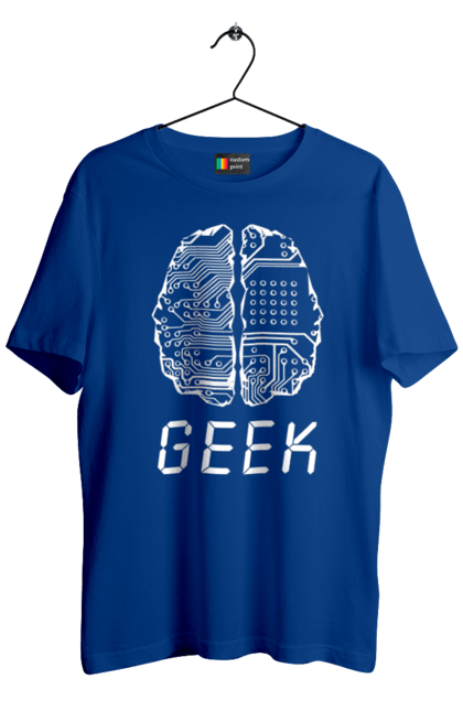 Футболка чоловіча з принтом "Гик Мозок". Айті, айтішник, гик, знання, інженер, кібер, кібернетика, кіборг, код, комп, комп’ютерник, кристал, мікросхема, мозок, програміст, професіонал, професссія, розробник, розум, чіп. 2070702