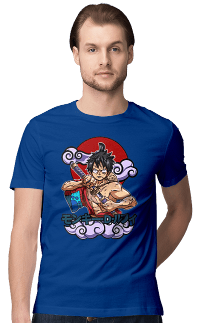 Men's t-shirt with prints One Piece Luffy. Anime, luffy, manga, monkey de luffy, one piece, pirates. 2070702