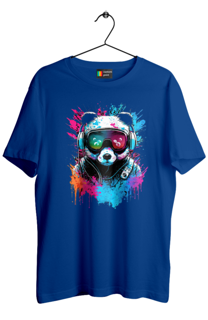 Футболка чоловіча з принтом "Панда в VR шолом". Віртуальна реальність, гік, панда, персонаж, шолом. 2070702