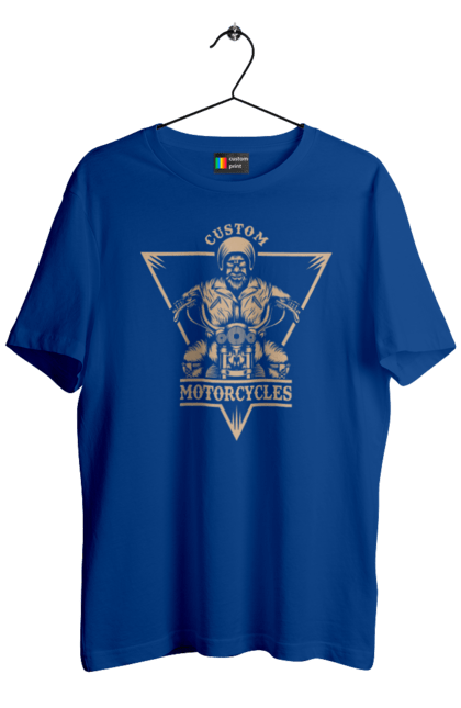 Men`s t-shirt with prints Skeleton on a motorcycle. Drive, motorcycle, skeleton. 2070702