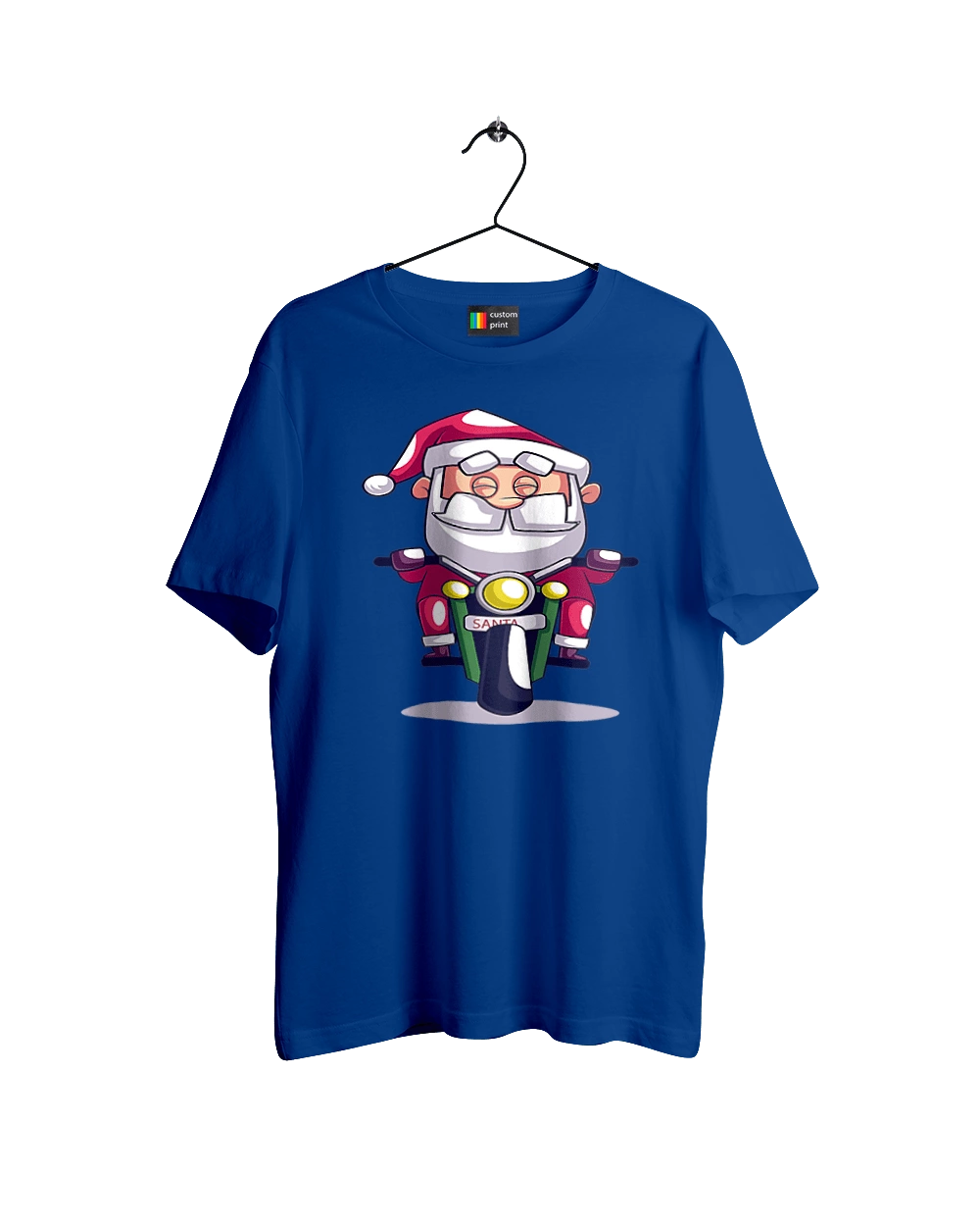 Счастливый санта на мотоцикле