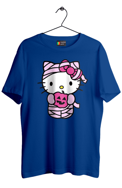 Men's t-shirt with prints Hello Kitty Halloween. Brand, cat, character, halloween, hello kitty, kitten, kitty, mummy. 2070702